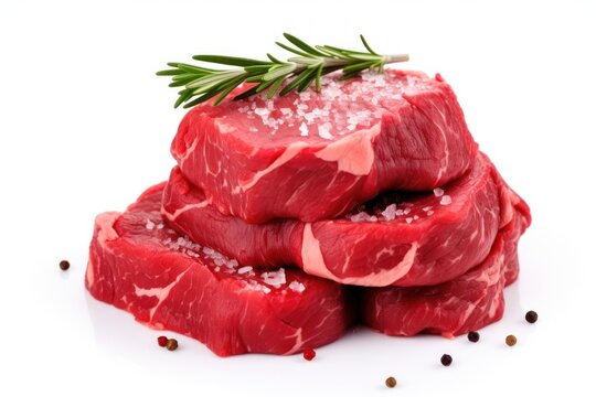Raw beef meat steak food white background.