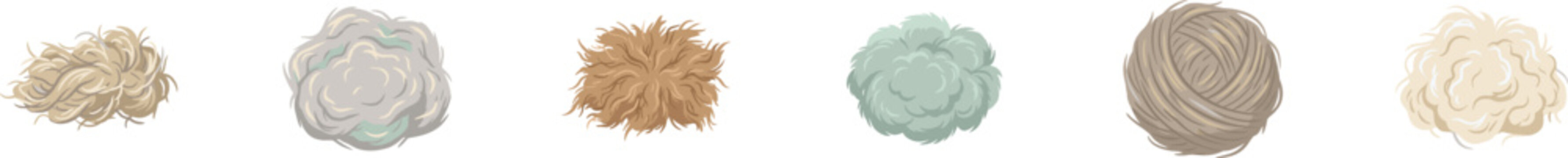 Set of soft circular textile icons