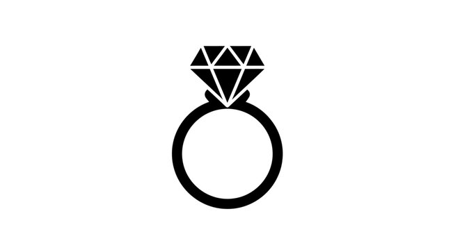 Silhouette illustration of a diamond engagement ring symbolizing love and commitment