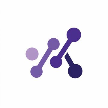 Molecule structure icon with three connected purple spheres and bonds on a white background for chemistry concept