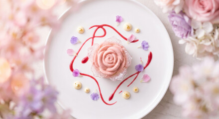 Fototapeta premium Beautiful Floral Dessert Presentation