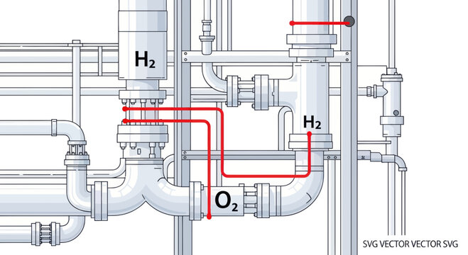 Hydrogen and Oxygen Gas Pipeline System, Industrial Chemistry Plant