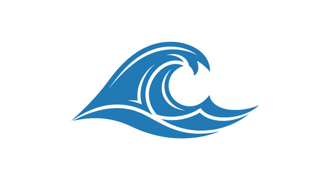 Minimalistic blue wave icon design illustrating motion and aquatic themes no comma at the end