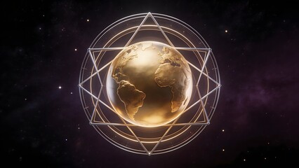 Obraz premium Golden Earth with Geometric Design