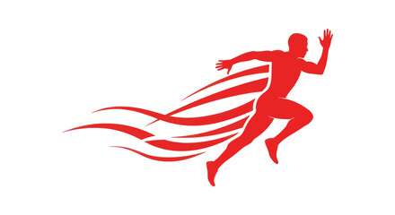 Obraz premium Red Silhouette Runner with Speed Lines, Dynamic Motion, Athletic Silhouette