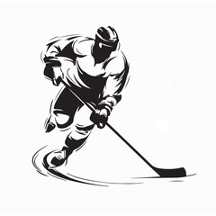 Obraz premium Ice Hockey Player Skating with Stick Logo Vector Illustration