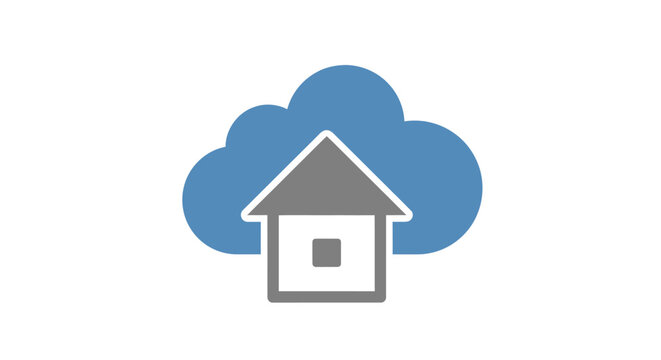 Conceptual image of home residing in the cloud, representing digital transformation and technology