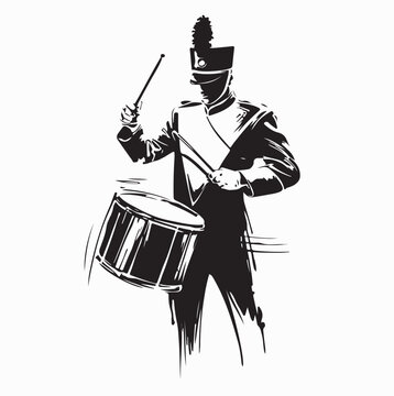 Marching Band Percussionist in Uniform Vector Illustration On White Background
