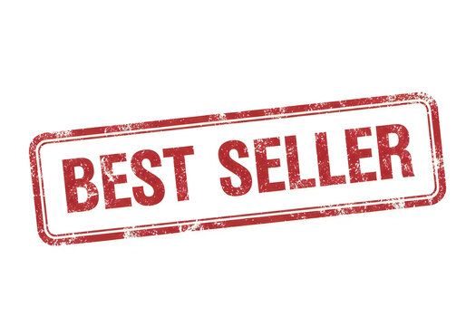 Vintage best seller stamp on a weathered background isolated on white background