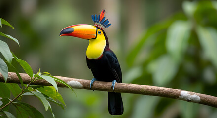 Fototapeta premium Colorful Toucan Perched on Branch.