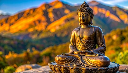Obraz premium Bronze Buddha Statue for Buddha Purnima or Vesak Celebration