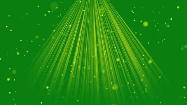 particles and light shining down. Light from the sun. green screen.