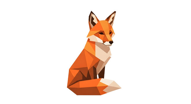red fox isolated on white. Low Poly Fox Illustration Isolated on Transparent Background