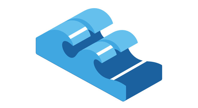 Isometric illustration of stylized ocean waves with light and dark blue tones graphic design