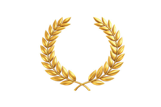 gold laurel wreath with ribbon