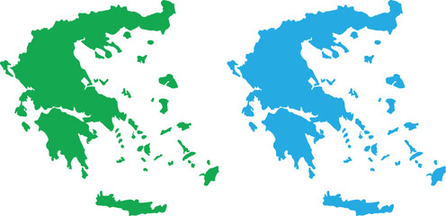 Naklejka premium Greece Map Color Silhouette Set Europe Country Geography Vector Illustration