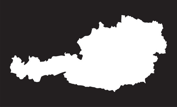 Austria Map Silhouette Europe Country Geography Vector Illustration