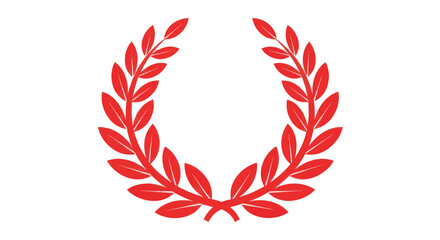 Obraz premium Red Laurel Wreath Symbol on White Background