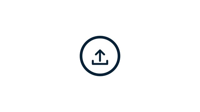 Downloading icon with arrow up symbol for upload animation on black background
