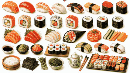 Sushi Pack - Rolls, Nigiri, Sashimi and Japanese Food Elements © Alex