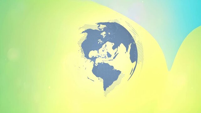 Vertical video: On load globe rotating and tilting, revealing regions with halftone arcs for tech