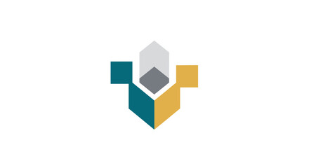 Fototapeta premium Abstract Geometric Logo Design with Modern Colors and Architectural Shapes