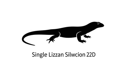 Obraz premium Black Silhouette of a Lizard on White Background