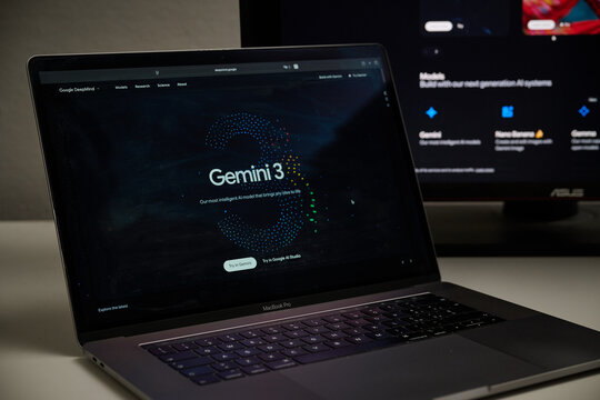 Milan, Italy - 2026, 20 Apr: Google DeepMind website homepage displayed on laptop screen in a minimal setup. The Google DeepMind&rsquo;s logo