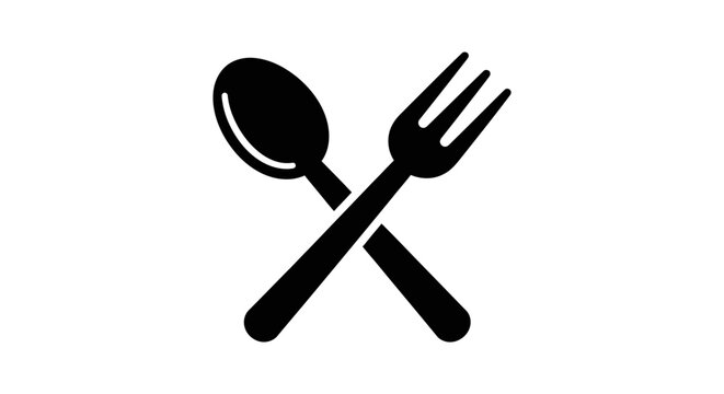 Minimalist graphic representing a fork and spoon, perfect for culinary and dining themes