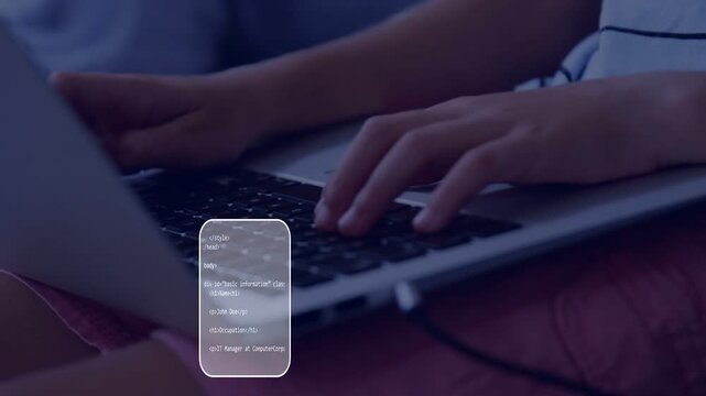 First keystroke initiating overlays, hands typing, code panels appearing, moving, showing changes