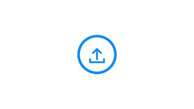 Uploading icon with arrow up symbol for upload 4k animation on white background
