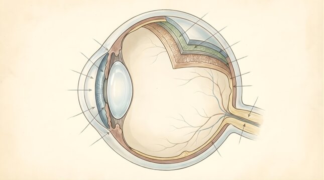 Vintage Medical Illustration of Human Eye Structure and Anatomy