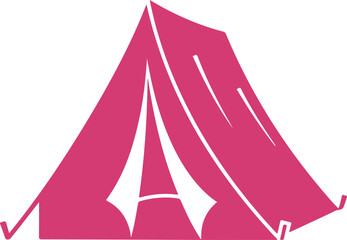 Pink tent illustration with white structural lines and transparent background for graphic design projects © MURSHIDUR RAHMAN