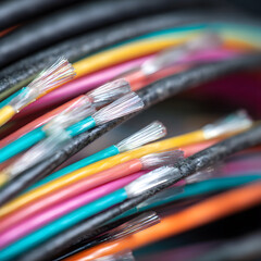 Fototapeta premium Colorful wires macro connectivity concept