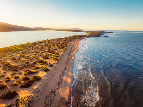 Ionian Islands Corfu in Greece. View of the breathtaking Halikounas Beach and Lake Korission.