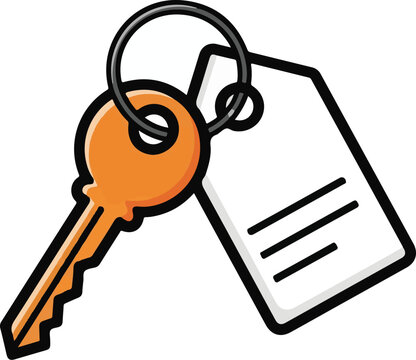 Minimalist Key with Blank Label Tag Icon