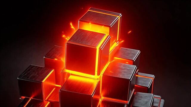 Metallic cubes with glowing edges