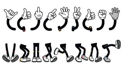 Cartoon character parts vector set with hands and legs isolated on white. © NAZMA