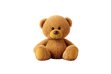 Obraz premium Soft brown teddy bear sitting upright with friendly facial features