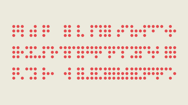 An abstract arrangement of red dots resembling braille characters is displayed against a neutral light beige background creating a textured pattern high quality professional detailed modern