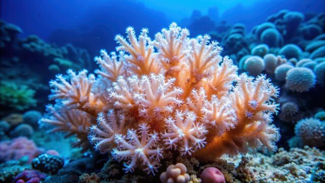 Soft coral polyps sway in ocean current