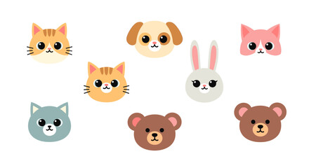 Obraz premium A charming, playful illustration of a cute cat head, perfect for children's projects, branding, or adding a touch of whimsy to your website or social 