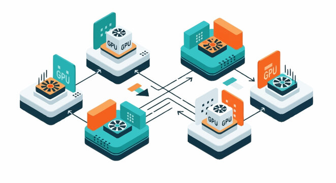 A network of connected devices and servers.