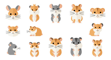 Fototapeta premium Various Hamster Illustrations Collection.