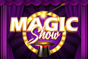 Naklejka premium magic show live performance logo banner poster typography editable text effect font style template design