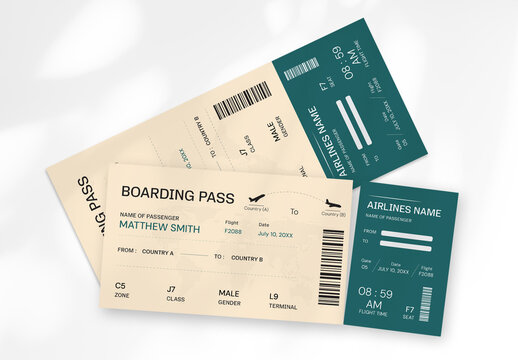Airline Boarding Pass Ticket Template for Travel Agency