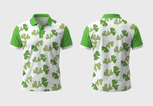 Green Leaf Polo T-Shirt Design