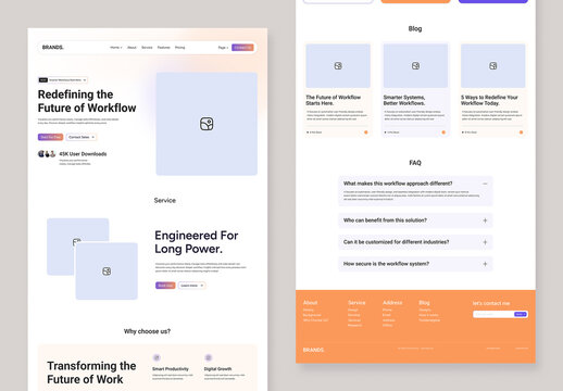 Modern Website Wireframe Layout For Landing Page UI Design