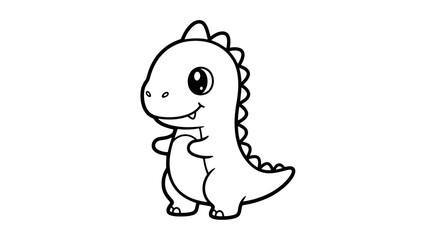 Fototapeta premium Cute cartoon dinosaur illustration outline