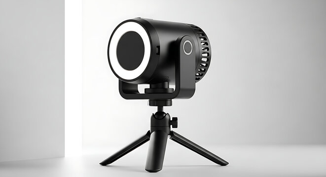 Portable Mini LED Video Projector with Built-in Ring Light and Adjustable Tripod Stand